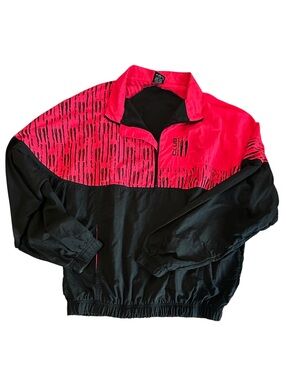 Vintage 90s Club Sportswear Windbreaker Jacket LPink Black Supplex Nylon USA Y2K